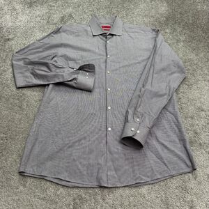 Hugo Boss Sharp Fit Dress Shirt Mens 17 36/37 Micro Plaid 100% Cotton Workwear